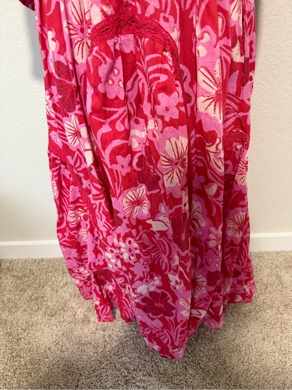 Free People Hot Pink & Light Pink Floral Maxi Dress NWOT size XS - Picture 8 of 14